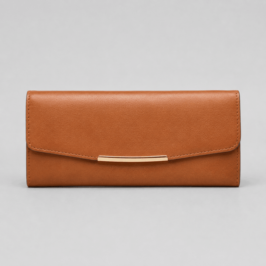 Leather Wallet with Zipper for Coins & Cards