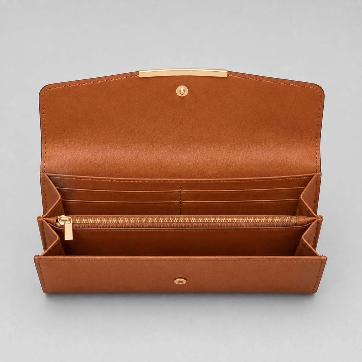 Leather Wallet with Zipper for Coins & Cards