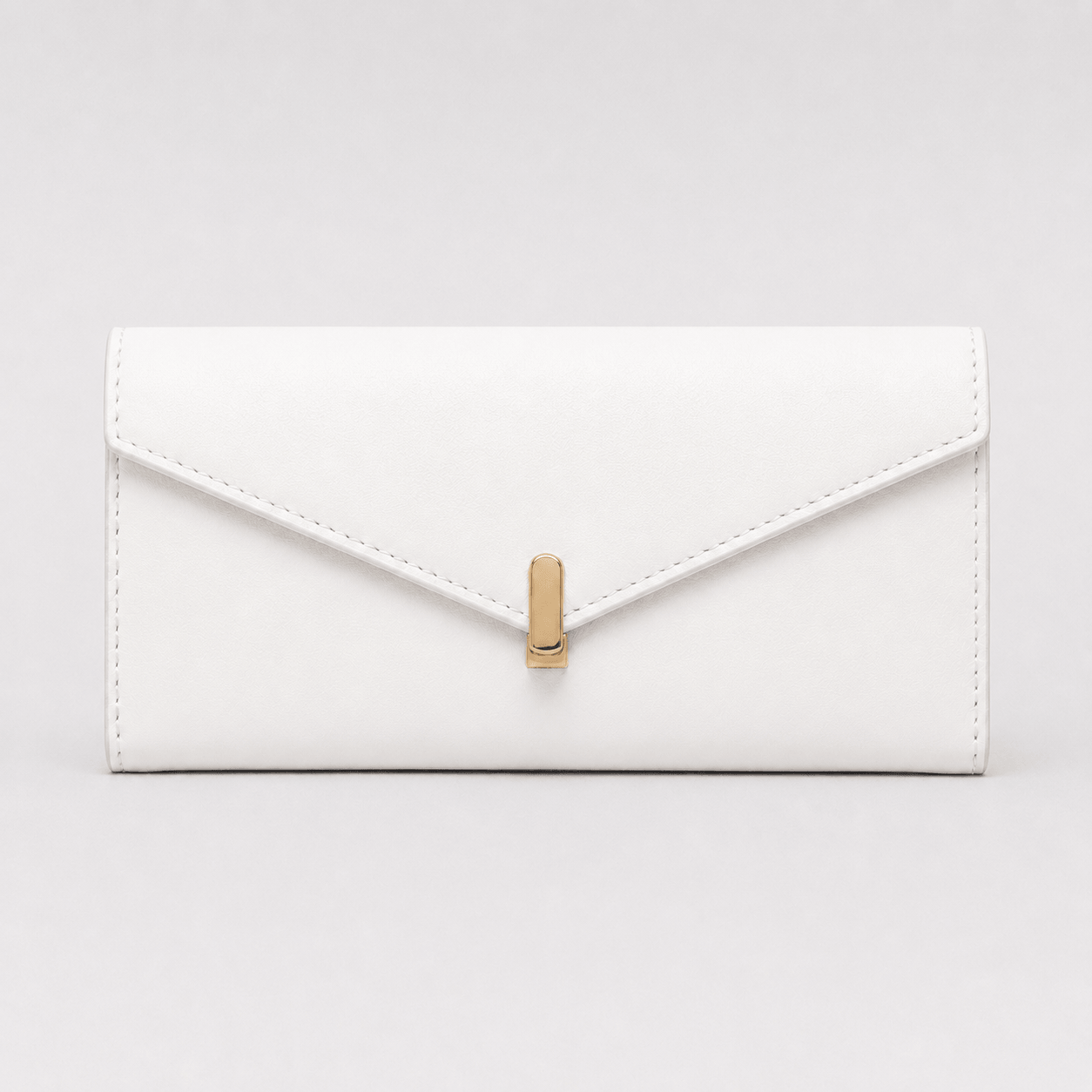 Long Leather Wallet with Gold Closure
