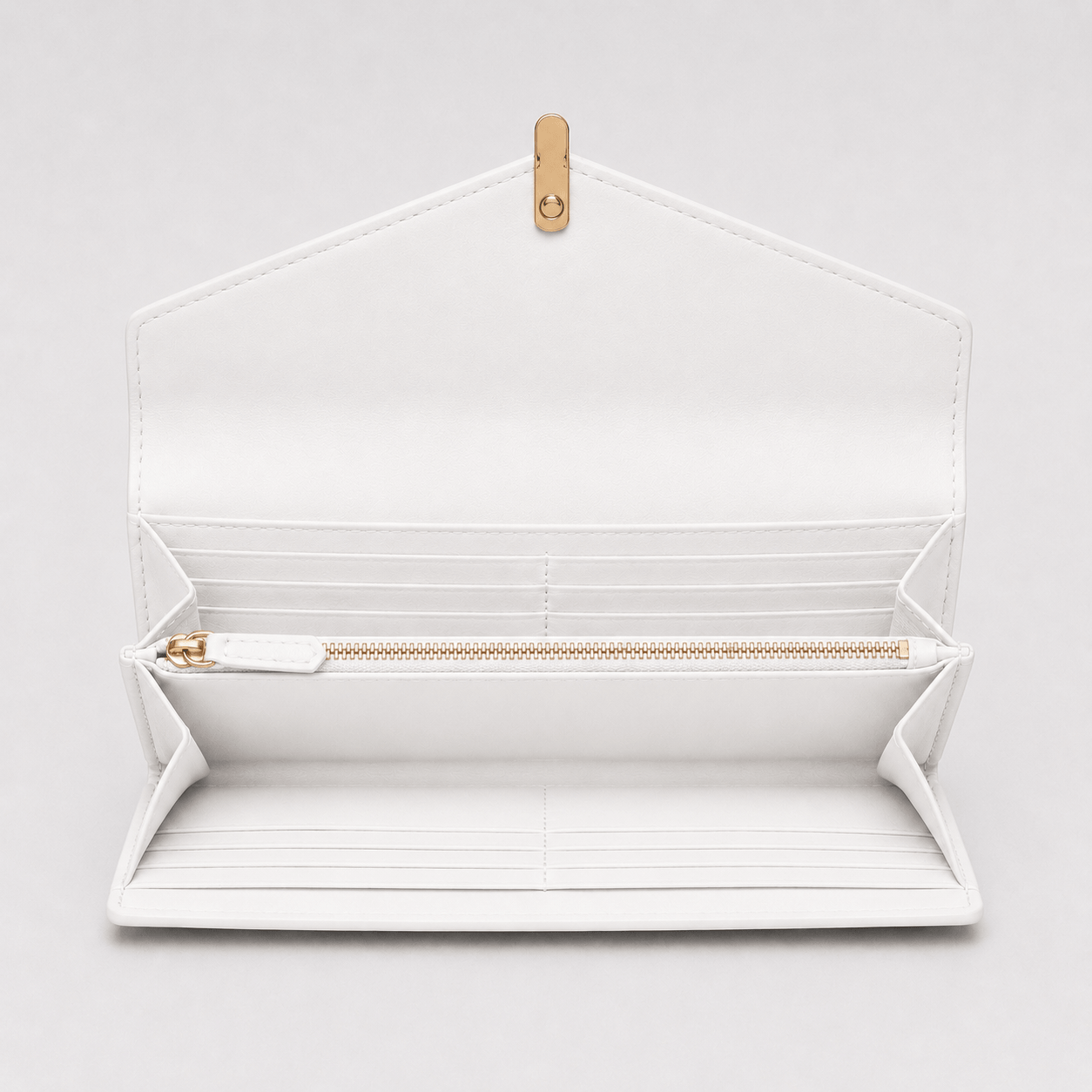 Long Leather Wallet with Gold Closure