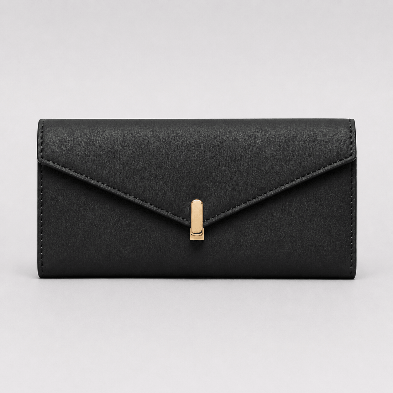 Long Leather Wallet with Gold Closure