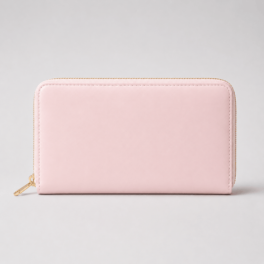 Long Leather Wallet with Coin Holder and Zipper