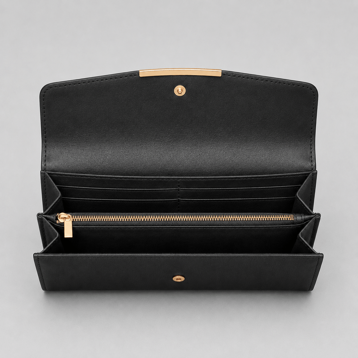 Leather Wallet with Zipper for Coins & Cards