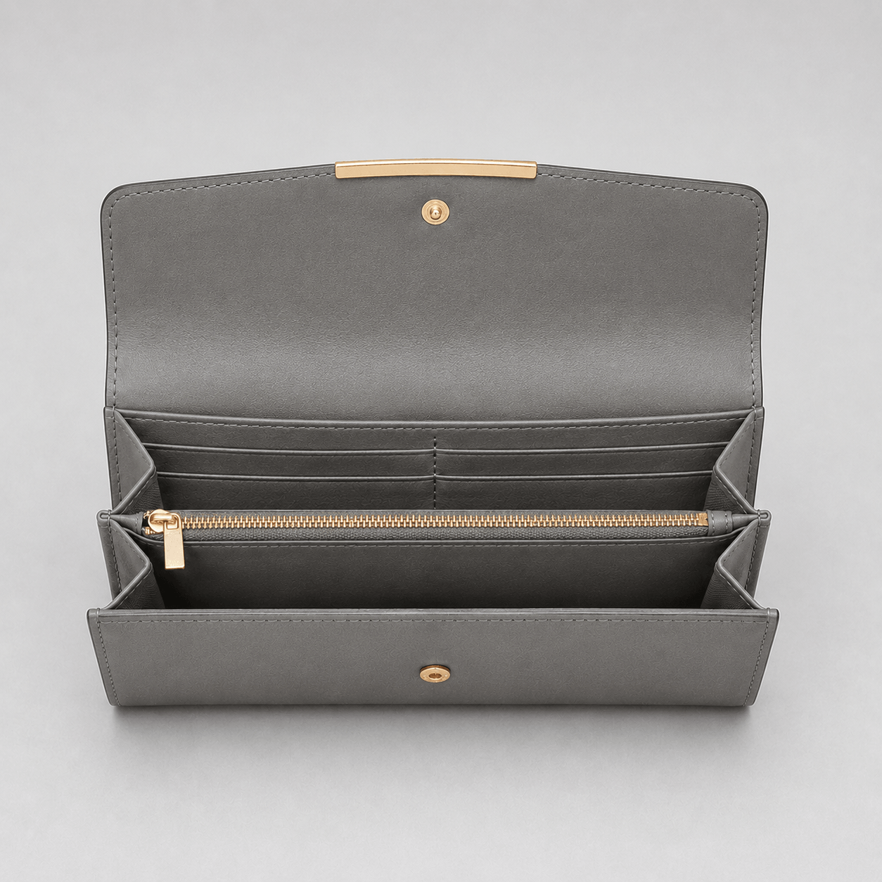 Leather Wallet with Zipper for Coins & Cards